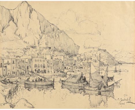 Konstantin Ivanovich Gorbatov (Russian 1876-1945) Capri Signed, titled and dated 1926 in the plate Lithograph 31.9 x 39.4cm U
