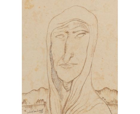 Gabriel van Schnell (Dutch act.1908-1946) Portrait of a figure in a landscape; and further portrait studies Six, each signed,