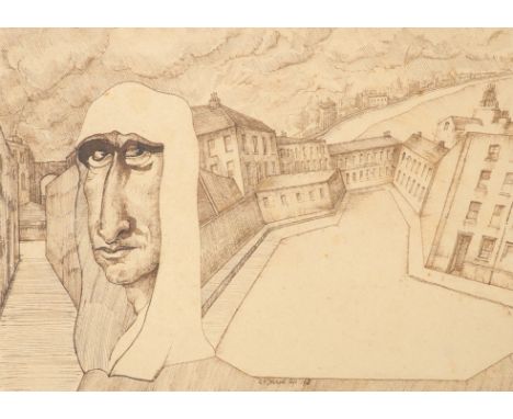 Gabriel van Schnell (Dutch act.1908-1946) Portrait of a man in a town; Portrait of a figure grimacing; Portrait of a man in a