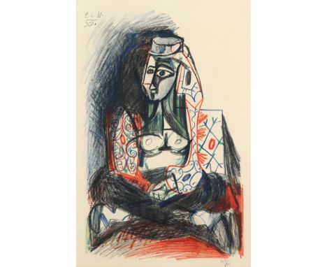 ‡ Pablo Picasso (Spanish 1881-1973) Moroccan Woman (From Carnet de Californie) Numbered in pencil 142/300, and with printed d