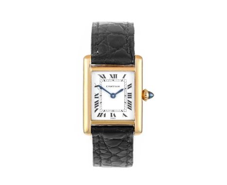 Cartier: A Lady's 18 Carat Gold Wristwatch, signed Cartier, Paris, model: Tank, ref: 78087, late 1970's, (calibre ETA 2512-1,