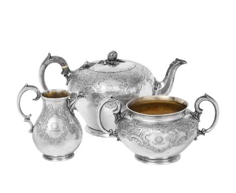 A Three-Piece Victorian Silver Tea-Service,  by Edward, Edward, John and William Barnard, London, 1839 each piece tapering an