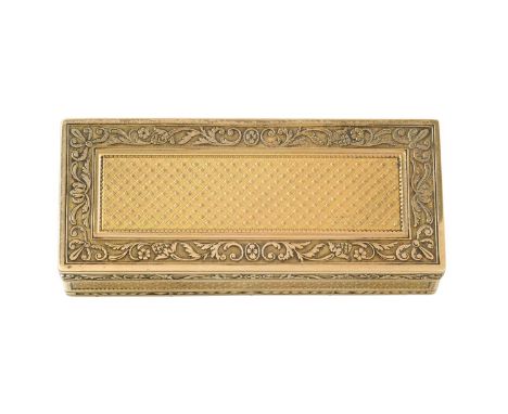 A French Gold Snuff or Toothpick-Box,  Maker's Mark Worn, ?C, Paris, 1809-1819, 3rd Standard, The Bezel Engraved 'Pleine Selv