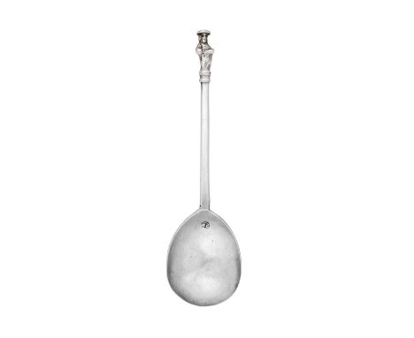 A Charles I Provincial Silver Apostle-Spoon,  Maker's Mark IW, Perhaps West Country, Circa 1620  the oval bowl with tapering 