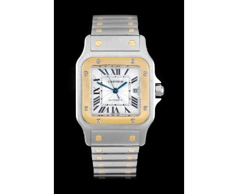 Cartier: A Steel and Gold Automatic Calendar Centre Seconds Wristwatch, signed Cartier, model: Santos Galbee, ref: 2319, circ