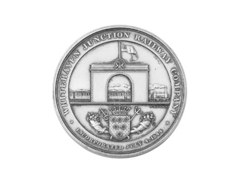 A Victorian Silver Whitehaven Junction Railway Company Token,  Designed by Benjamin Wyon, Dated 1844 circular, the front stam