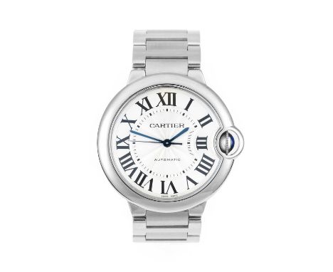 Cartier: A Stainless Steel Automatic Centre Seconds Wristwatch, signed Cartier, model: Ballon Bleu, ref: 3284, 2000's, lever 