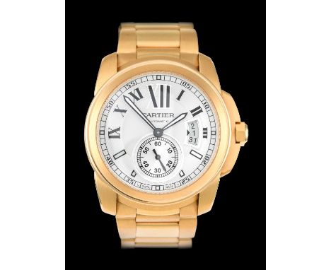 Cartier: An 18 Carat Rose Gold Automatic Calendar Wristwatch, signed Cartier, model: Calibre De Cartier, ref: 3300, circa 201