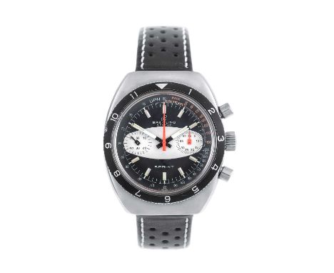 Breitling: A Stainless Steel Chronograph Wristwatch, signed Breitling, model: Sprint, ref: 2214, 1970's, (calibre Valjoux 773