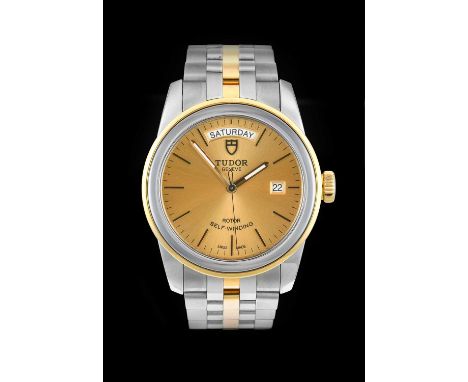 Tudor: A Steel and Gold Automatic Day/Date Centre Seconds Wristwatch, signed Tudor, Geneve, model: Glamour Day Date, ref: 560