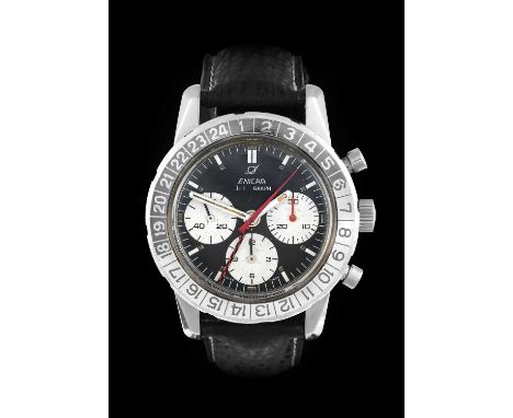 Enicar: A Stainless Steel Jumbo Size Dual Time Zone Chronograph Wristwatch, signed Enicar, model: Sherpa Jet Graph 300, ref: 