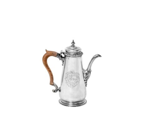 A George II Silver Coffee-Pot,  by Ann Craig and John Neville, London, 1742 tapering cylindrical and on spreading base, the h