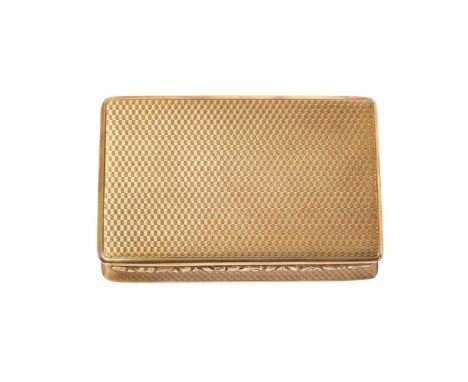 A George VI Gold Snuff-Box,  by George Unite, Birmingham, 1927, 9ct in the George III style, oblong and overall engine-turned