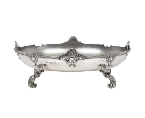 An Elizabeth II Silver Bowl,  by Adie Brothers Ltd., Birmingham, 1954 in the George II style, oval and on four leaf-capped sc