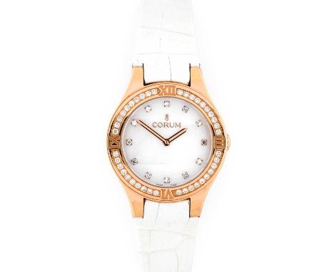 Corum: A Lady's 18 Carat Rose Gold Diamond Set Wristwatch, signed Corum, model: Romulus, ref: 024.131.85/0009, circa 2009, qu