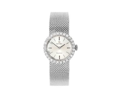 Omega: A Lady's 18 Carat White Gold Diamond Set Wristwatch, signed Omega, Geneve, 1967, (calibre 620) manual wound lever move