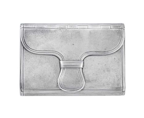 A George III Silver Snuff-Box,  Maker's Mark RB Incuse, London, 1814 in the form of a satchel, the hinged cover opens to reve
