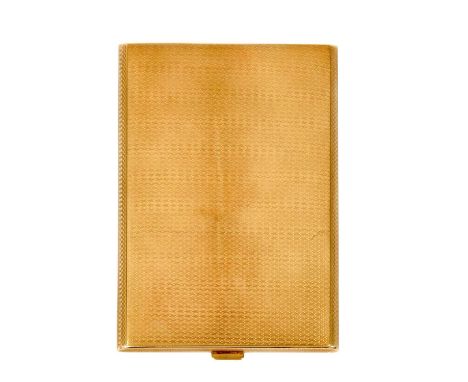 A George V Gold ‘Belvoir’ Cigarette-Case,  by B. H. Britton and Sons, Birmingham, 1933, 9ct oblong and with engine-turned dec