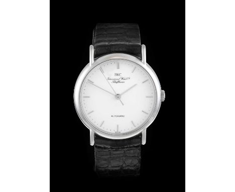 IWC: A Stainless Steel Automatic Centre Seconds Wristwatch, signed International Watch Co, Schaffhausen, model: Portofino, re