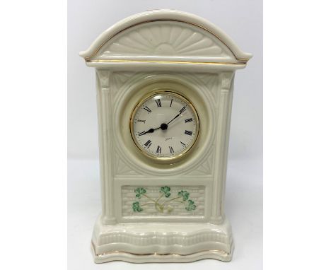 A Belleek mantel clock, height 24 cm 