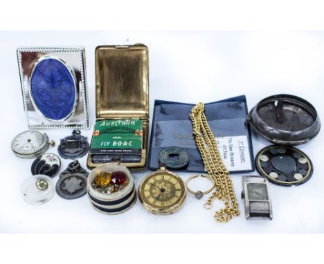AN ANTIQUE 19 K GOLD POCKET WATCH a silver pear cased watch case, vintage wrist watches, silver medallion fobs etc (a quantit