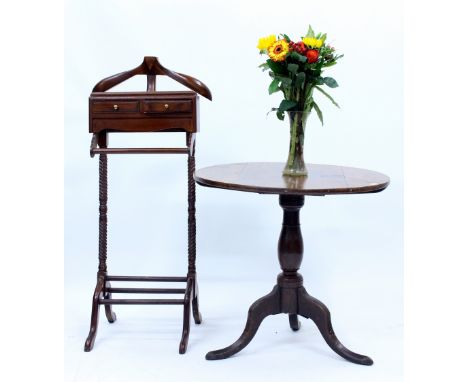 AN OAK TRIPOD TABLE and a clothes stand (2)