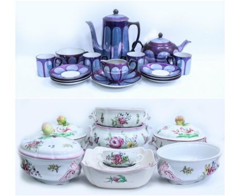 THREE SPODE MARLBOROUGH SPRAYS PATTERN TUREENS,and a pair of French St Clement pattern tureens together with a Czechslovakian