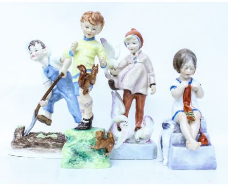 FOUR ROYAL WORCESTER FIGURINES to include November, Saturday's Child, October and Saturday's Child (4) 