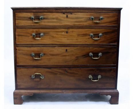 A GEORGIAN STYLE MAHOGANY CHEST  of four long graduated drawers with brass swan neck handles and raised on bracket feet 94cm 