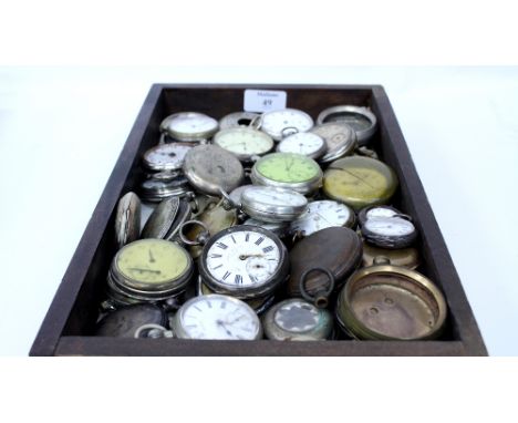 A LARGE COLLECTION OF ANTIQUE SILVER PLATED AND CHROMIUM CASED POCKET WATCHES to include Ingersoll, Westclox, Timex and other