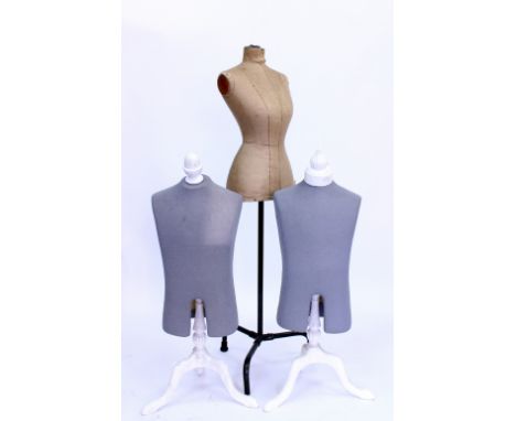 A VINTAGE TAILORS MANNEQUIN and two later shop dummies (3)