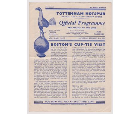 Tottenham Hotspur v Boston 1956. Creasing and fold. Approx 25 x 19cm