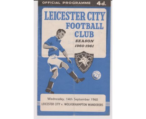 Leicester City v Wolverhampton Wanders 14th September 1960, League Division One, signed players portrait by George Meek insid
