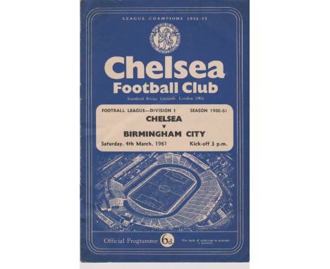 Chelsea v Birmingham City 1961 March 4th League light crease score &amp; team change in pen