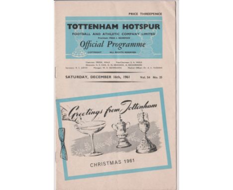Tottenham Hotspur v Blackpool 1961 (Jimmy Greaves league debut for Spurs). Creasing and fold. Approx 21 x 13cm