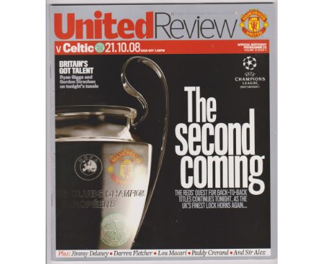 Manchester United v Celtic 21 October 2008. Approx 24 x 21cm