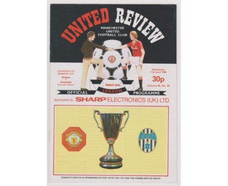 Manchester United v Juventus 11 April 1984. Approx 24 x 17cm