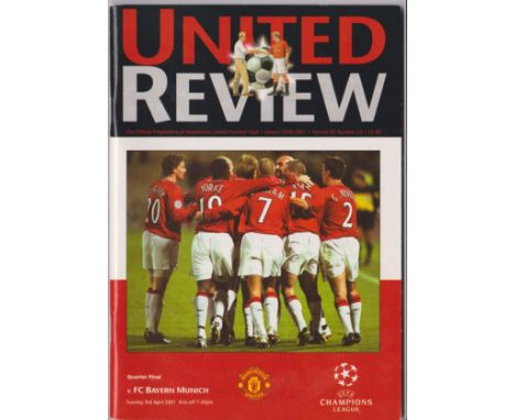 Manchester United v FC Bayern Munich 3 April 2001. Approx 21 x 15cm