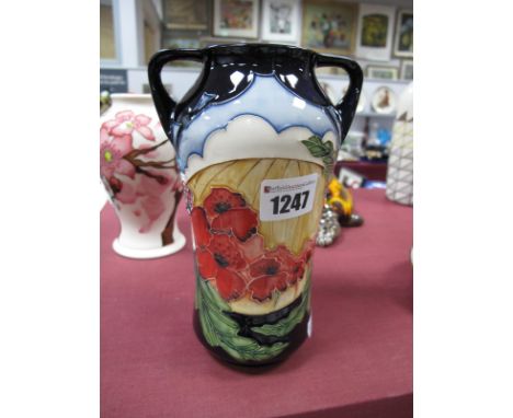 A Moorcroft Pottery Twin Handled Vase, painted with the Forever England pattern, designed by Vicky Lovatt, shape 375/7, paint