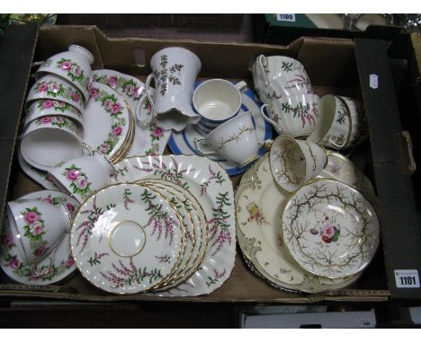 A Pair of Rockingham Style XIX Century Hand Painted Cups and Saucers, Worcester 'Dunrobin' tea ware of fifteen pieces, Colclo