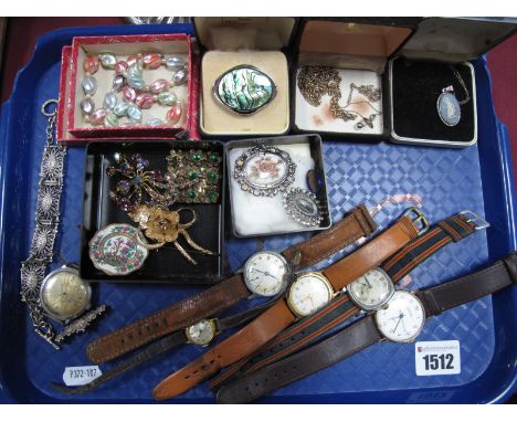 A Hallmarked Silver Victorian Bar Brooch, of floral and bead design; together with a mixed lot of assorted costume jewellery 