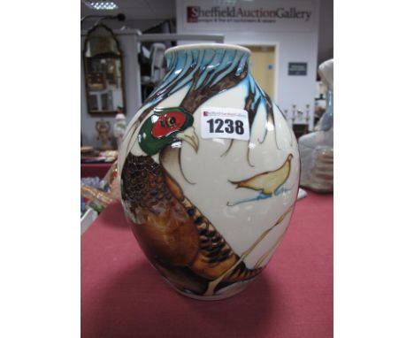 Moorcroft Pottery Pheasant Vase, limited edition 82 of 100, dated 2014 (cracked) 20cm high.