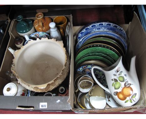 Midwinter 'Oranges and Lemons' Coffee Ware, chrysanthemum jardiniere, flagon's, plates, etc:- Two Boxes