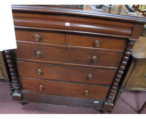A Mid XIX Century Painted Chest of Drawers, with a cushion drawer, two short drawer, three long drawers, bobbin supports, tur