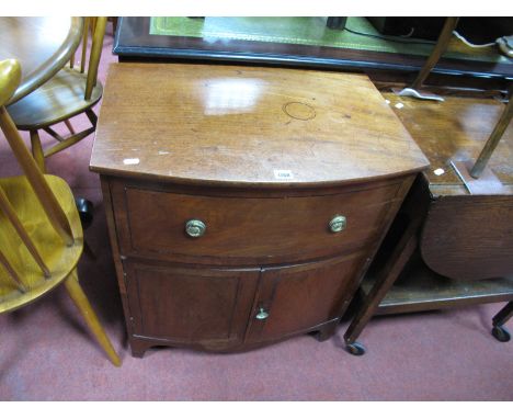 A XIX Century Mahogany Bow Fronted Commode, with a single drawer, twin doors, on bracket feet (converted).