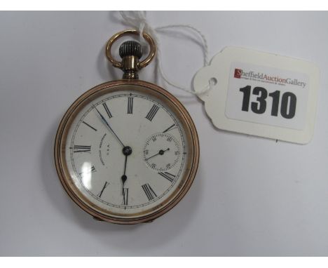 American Waltham; An Openface Pocketwatch, the signed white dial with black Roman numerals and seconds subsidiary dial, winde