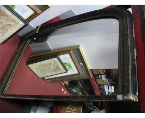 A Late XIX Century Over Mantel Mirror, moulded frame with flattened arch, a brass framed bevelled glass hall mirror with asso