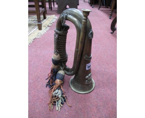 Mid XX Century Military Style Brass Bugle, with "The Welsh" cap badge mounted on horn and WD arrow and number "96003" also wi