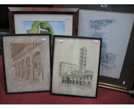 J. David Aliehamas Prints, Day, watercolour of a stile etc. (4)