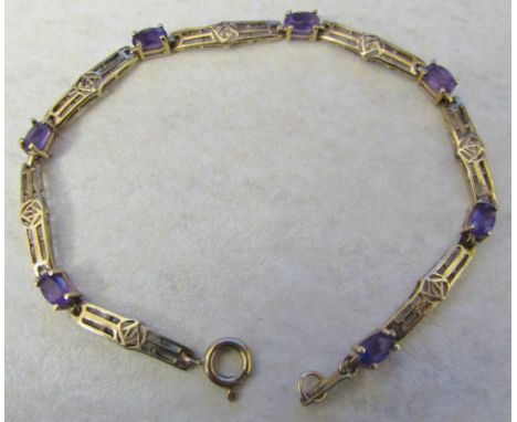 9ct gold amethyst bracelet total weight 3.6 g length 6.5"